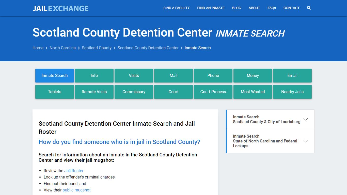 Scotland County Detention Center Inmate Search - Jail Exchange